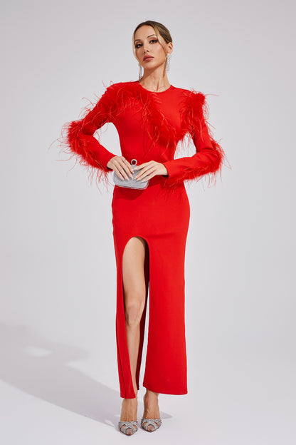 Hawthorne Red Slit Bandage Dress