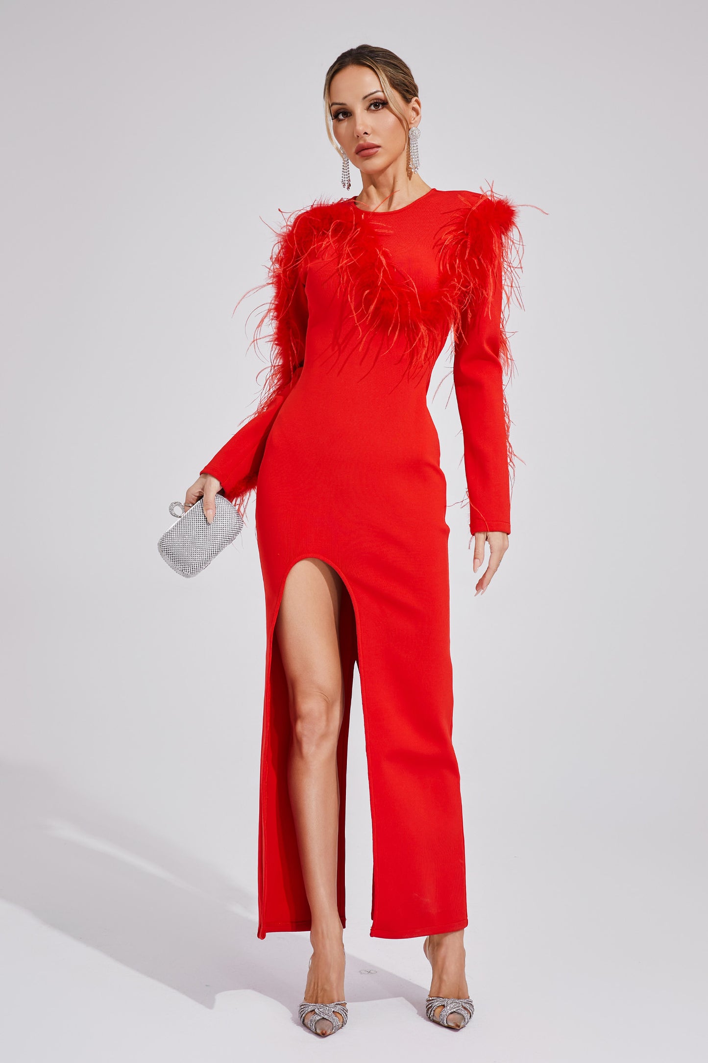 Hawthorne Red Slit Bandage Dress