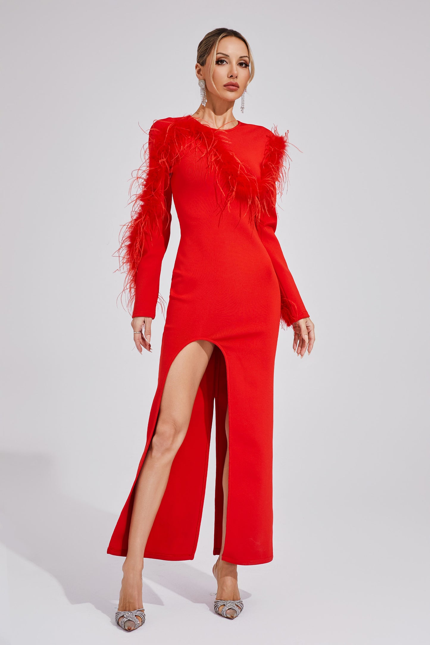 Hawthorne Red Slit Bandage Dress