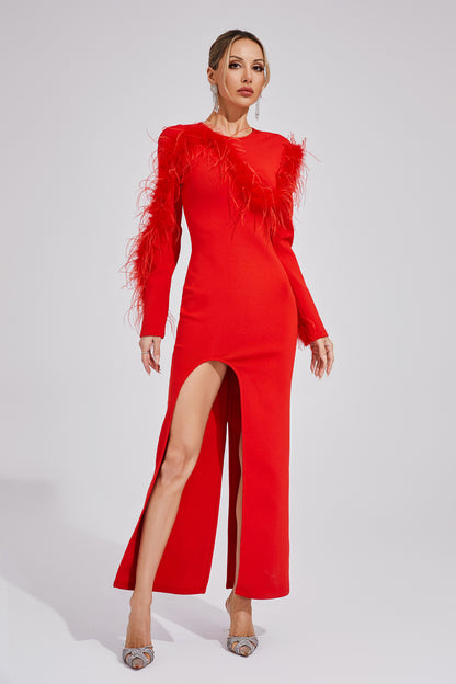 Hawthorne Red Slit Bandage Dress