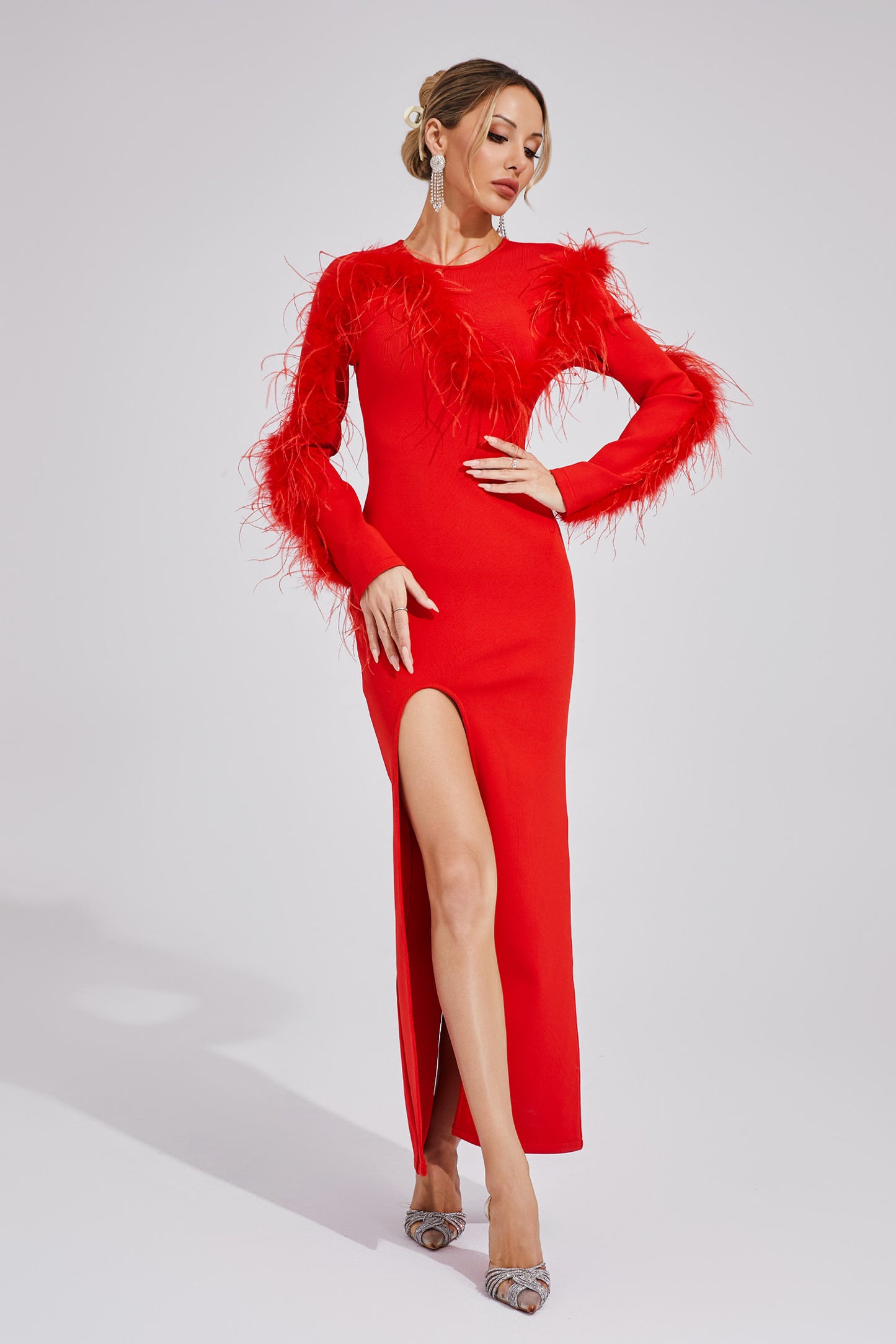 Hawthorne Red Slit Bandage Dress