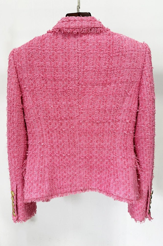 Hazel Gold Buttoned Tweed Jacket