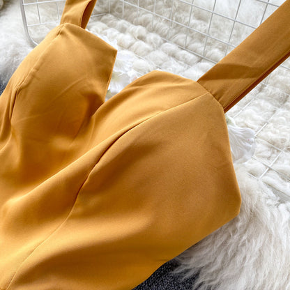| Yellow Sleeveless Cocktail Dress