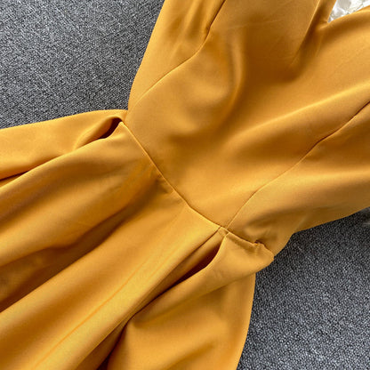 | Yellow Sleeveless Cocktail Dress
