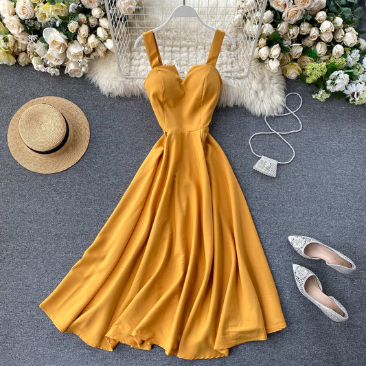 | Yellow Sleeveless Cocktail Dress