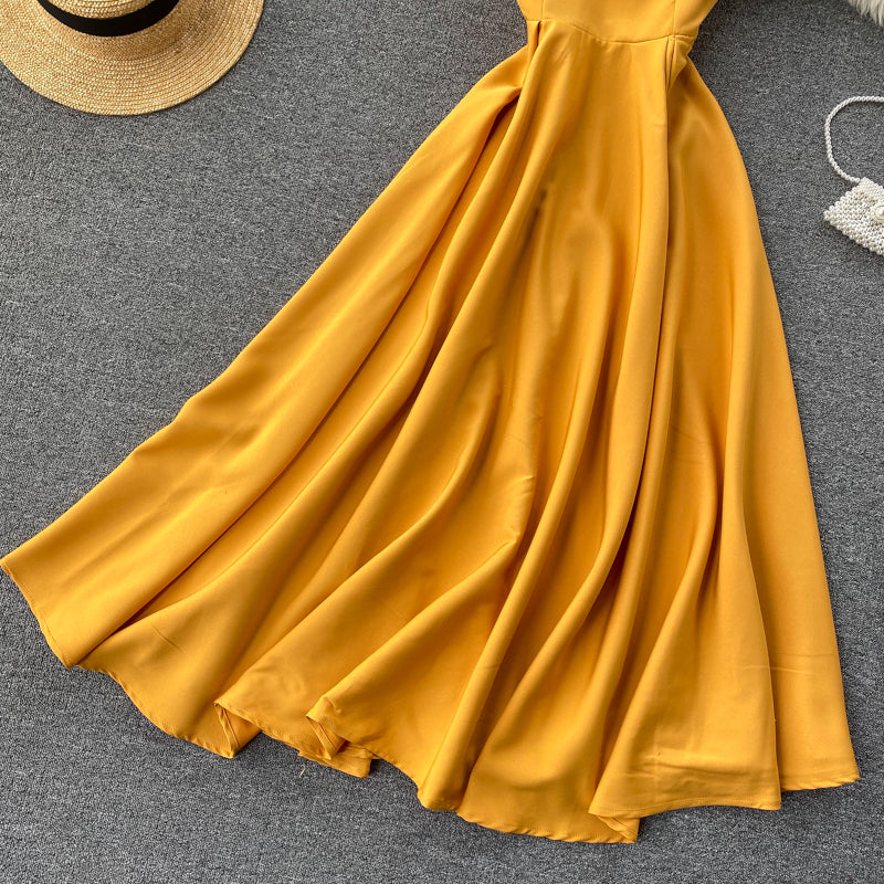 | Yellow Sleeveless Cocktail Dress