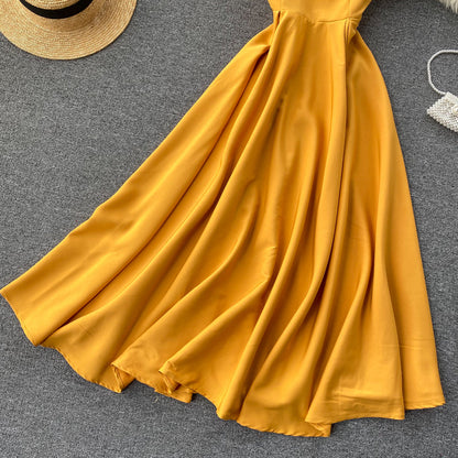 | Yellow Sleeveless Cocktail Dress