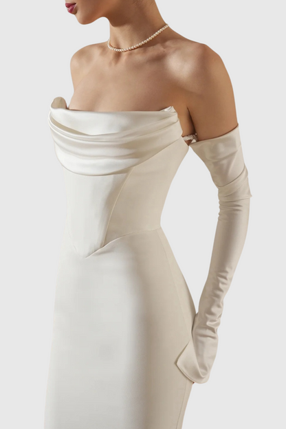 Heega Off Shoulder Corset Maxi Dress - White