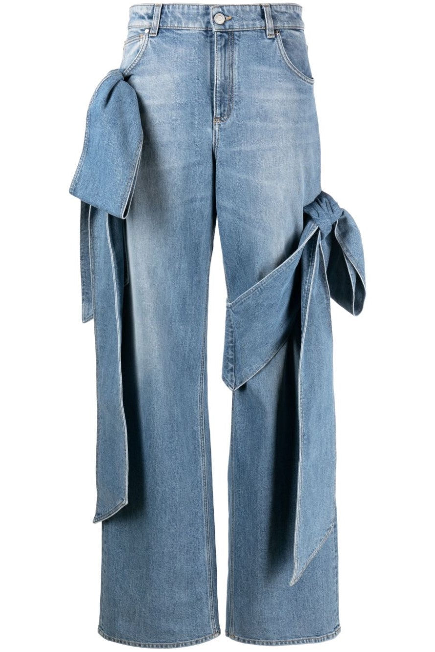 Camille Bow Straight Jeans - Blue
