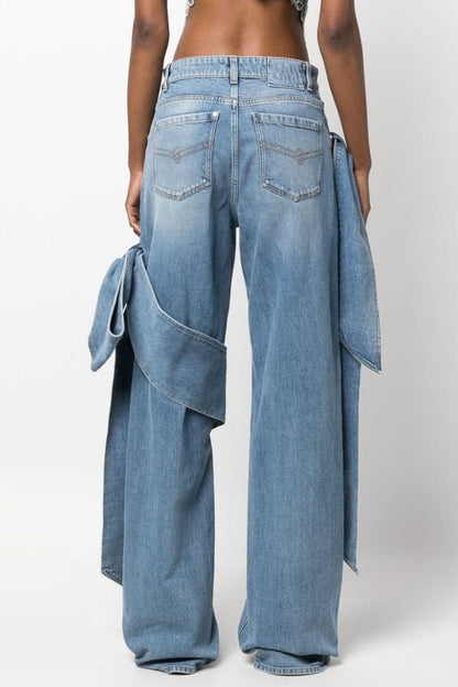 Camille Bow Straight Jeans - Blue