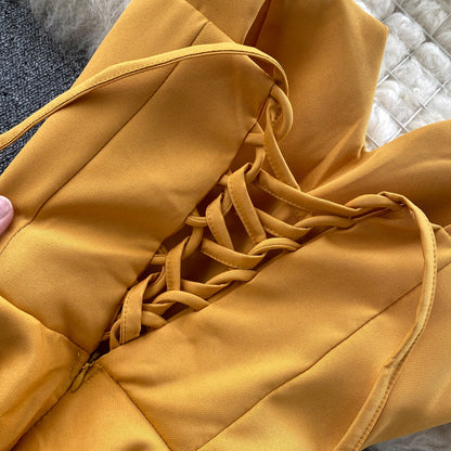 | Yellow Sleeveless Cocktail Dress