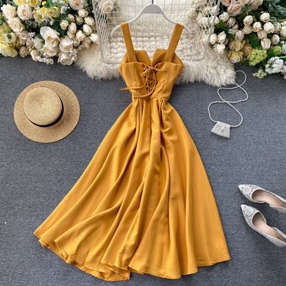 | Yellow Sleeveless Cocktail Dress