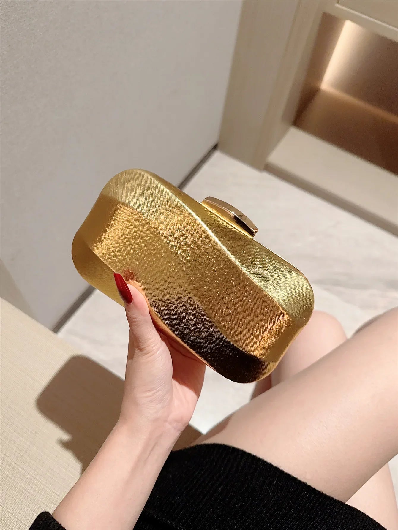 Textured Square Box Evening Wedding Clutch Bag