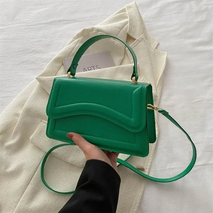High-Quality PU Leather Solid Color Crossbody Handbag