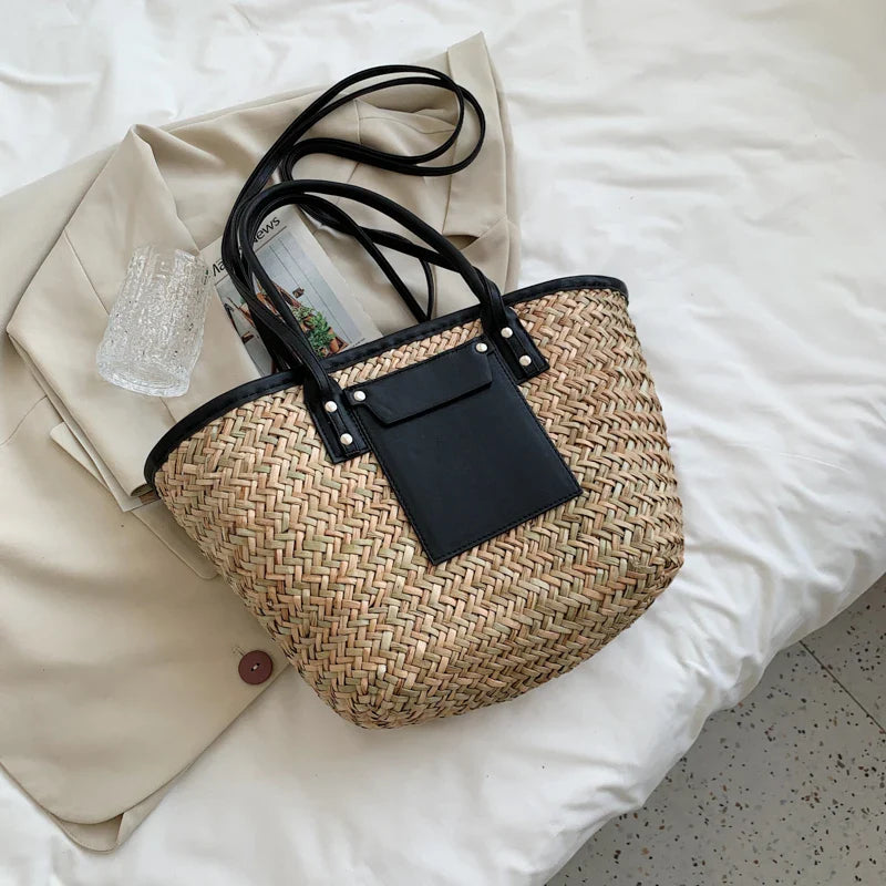 High Quality Straw Summer Tote Beach Handbag