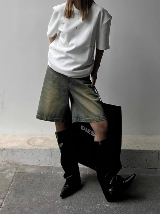High-Waisted Denim Shorts for Women – Relaxed Fit Vintage Style