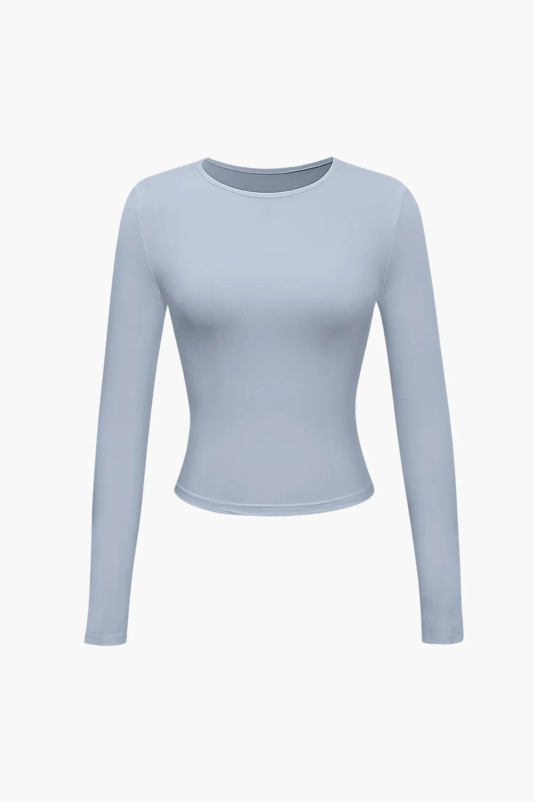 Hilia Blue Round Collar Long Sleeve Top