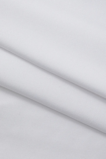 Hilia White Round Collar Long Sleeve Top