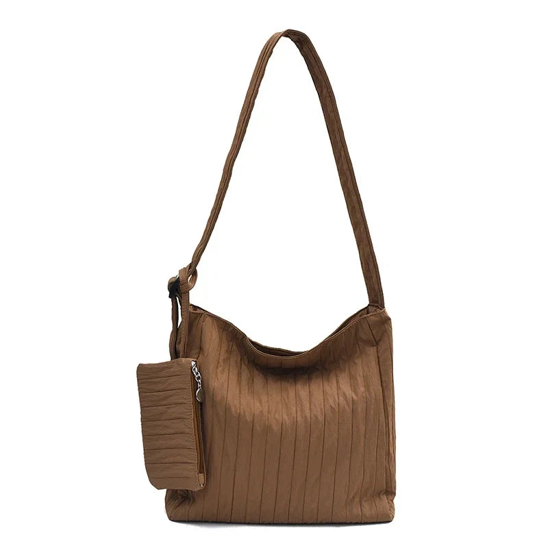 High-Quality Nylon Pleated Zipper Crossbody