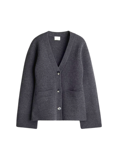 All-match V-neck Long-sleeved Knitted Cardigan