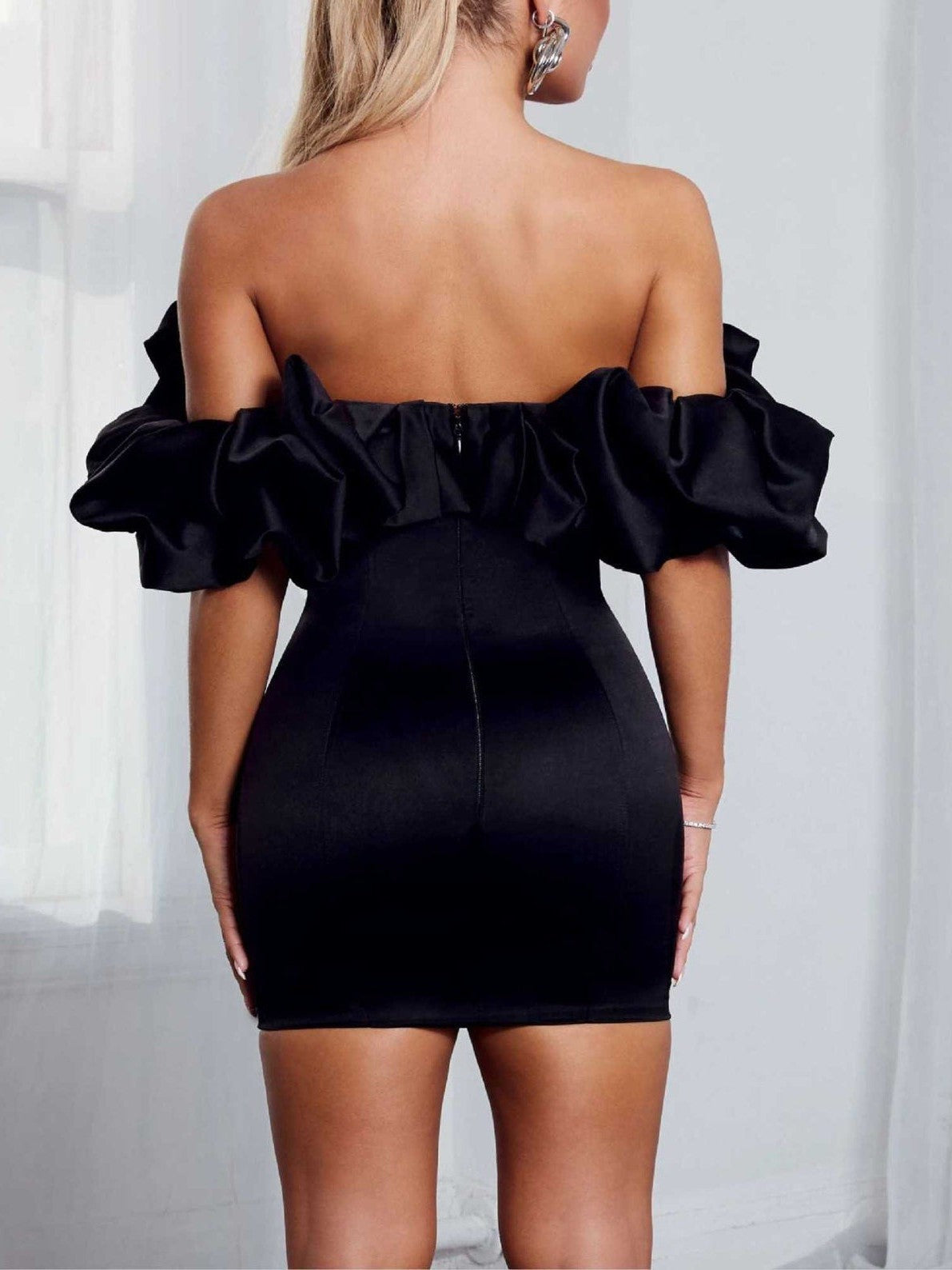 Off Shoulder Boning Corset Ruffled Dress