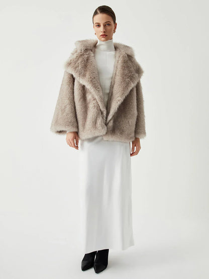 Glamorous Creamy Faux Fur Coat