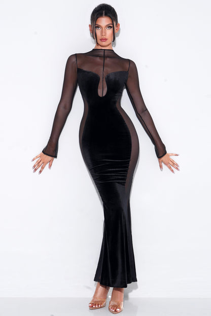 Zona See-through Velvet Maxi Dress