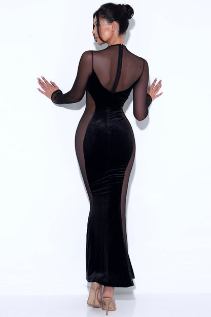 Zona See-through Velvet Maxi Dress