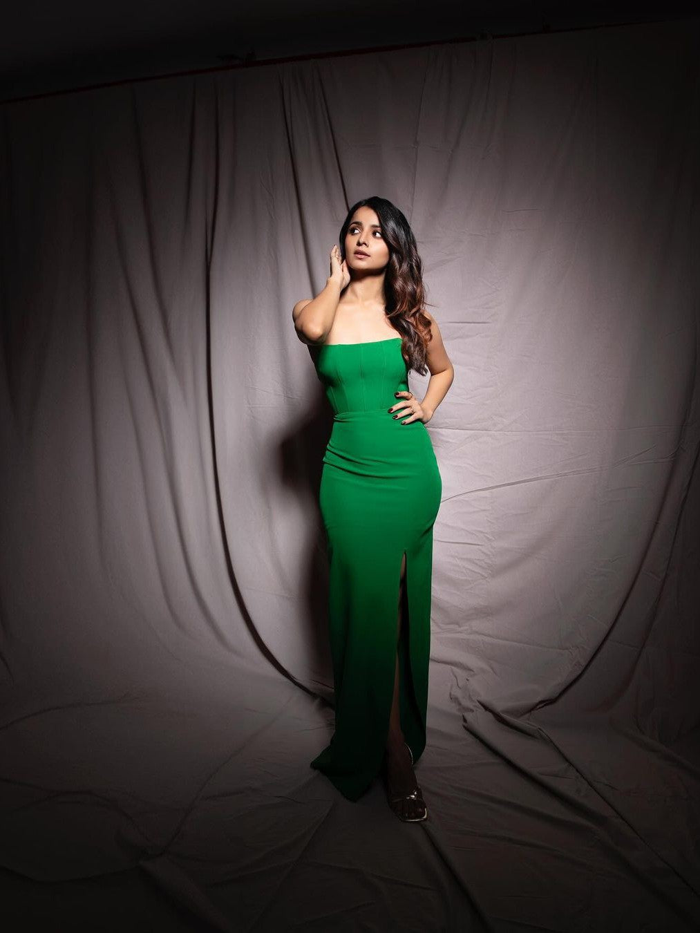 Tube Top Boning Corset Slit Maxi Dress