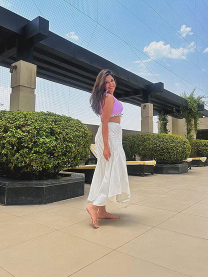 A Line Pleated Ruffle Ruched Skirt