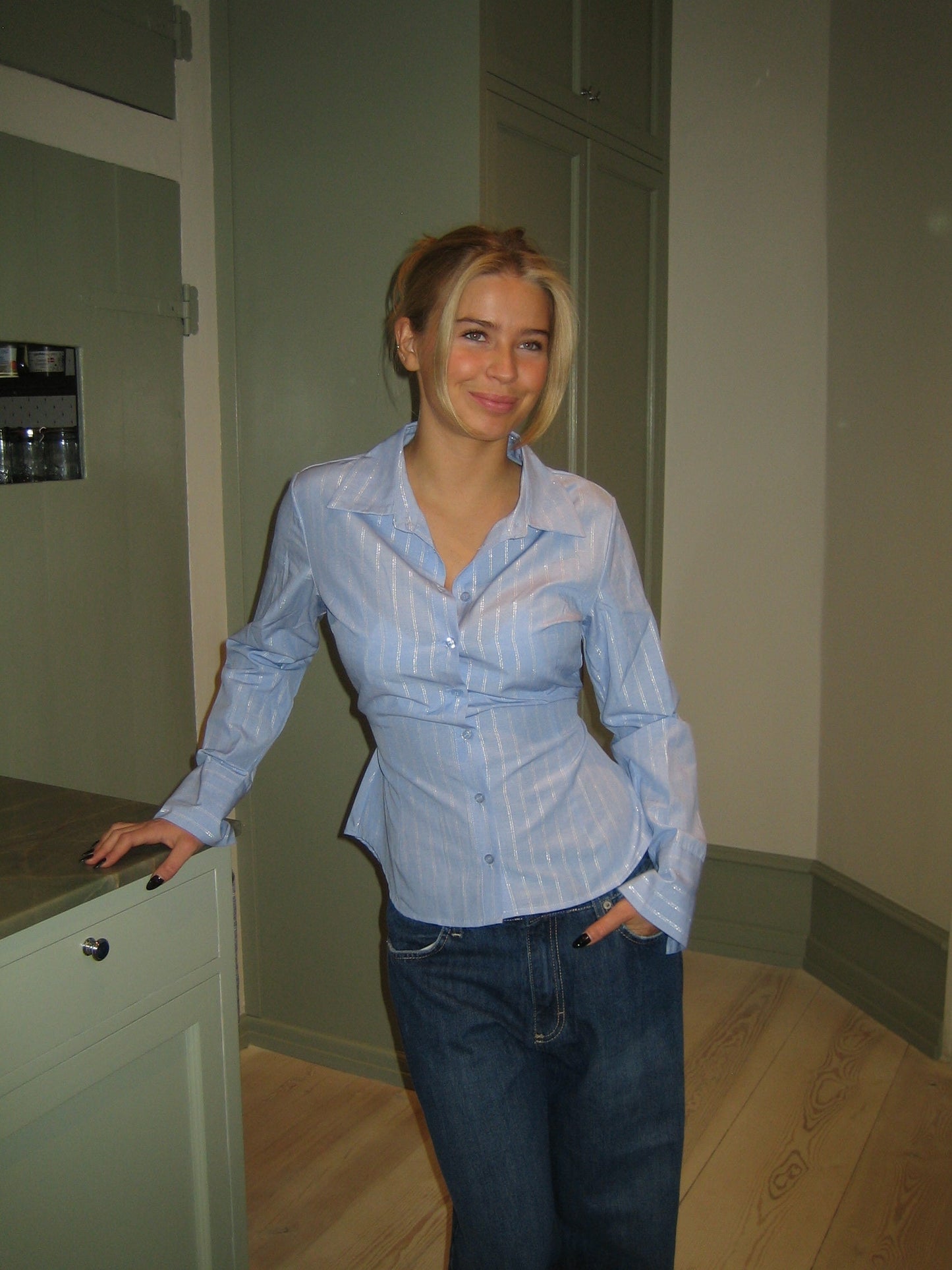 Alberte fitted shirt - Blue/white stripes