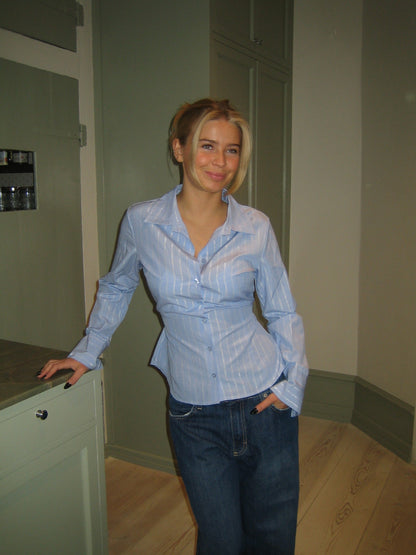 Alberte fitted shirt - Blue/white stripes