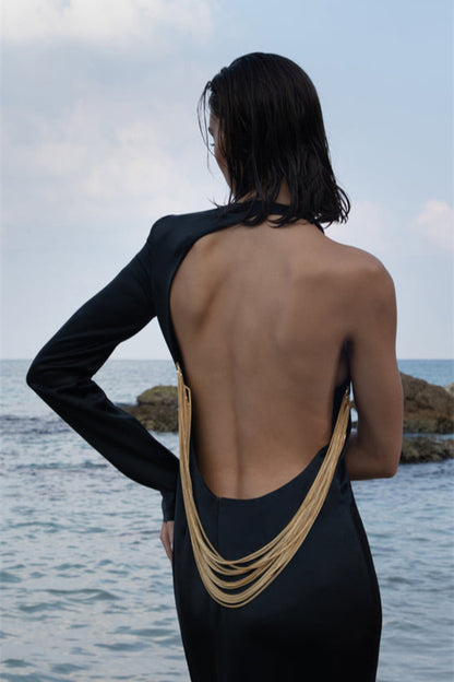 Maria One Shoulder Snake Chain Maxi Dress