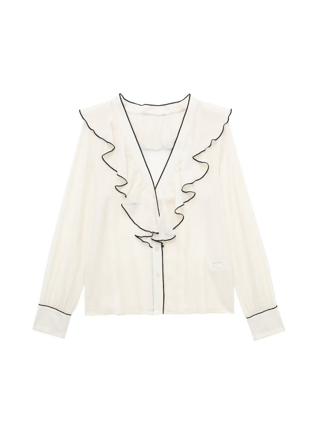 Ruffle Jacquard Print Top