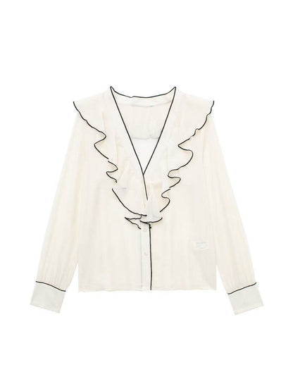 Ruffle Jacquard Print Top