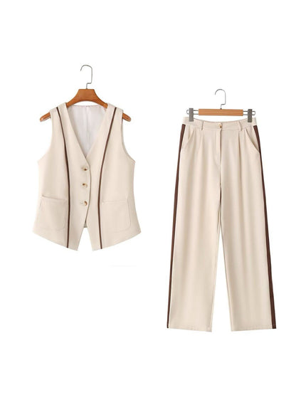 Striped Waistcoat Vest & Pants Coord Set