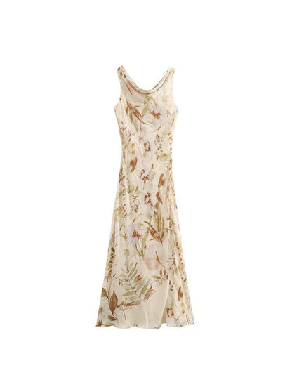 Printed Cowl Neck Fit & Flare Maxi Dress