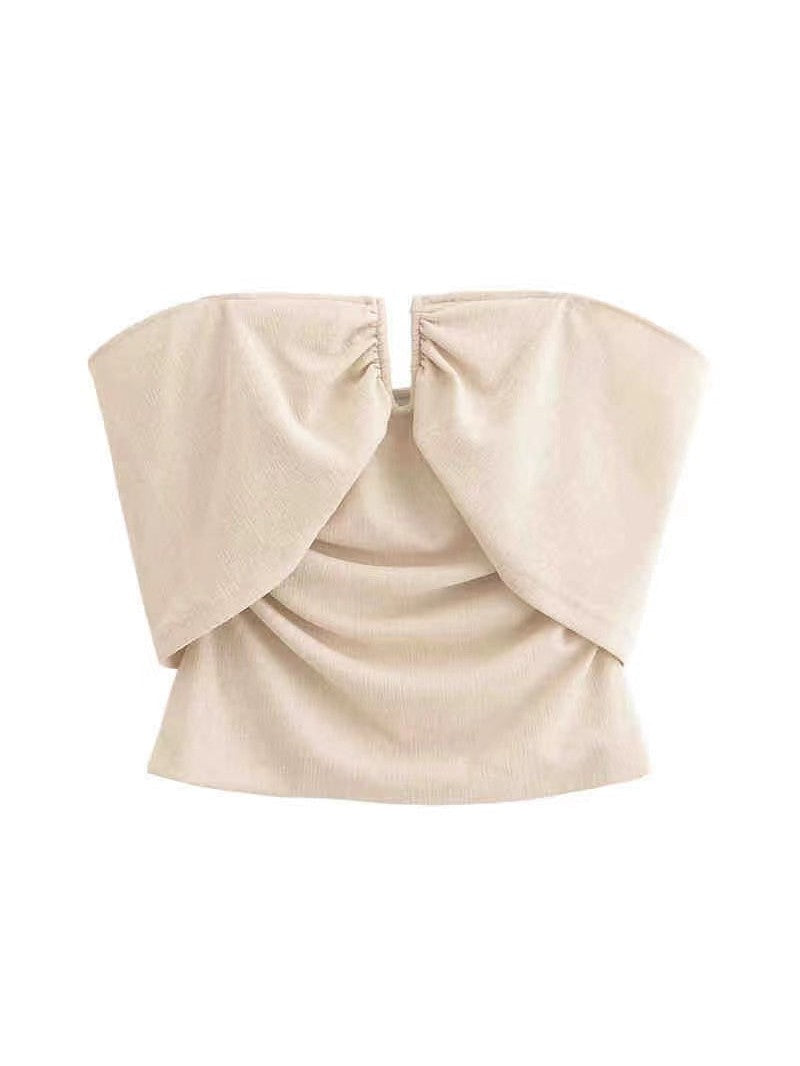 Off Shoulder V Neck Bow Tube Top