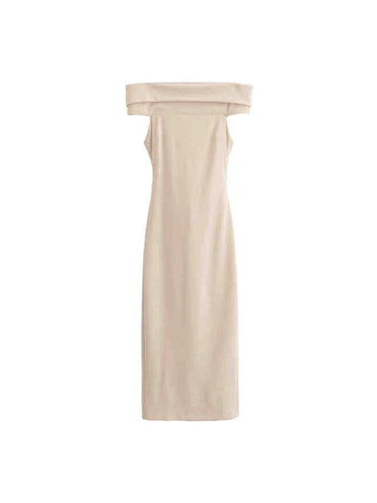 Bhane Off Shoulder Backless Tied Back Slit Dress