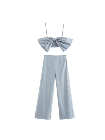 Bow Applique Top & Wide Leg Pant Coord Set