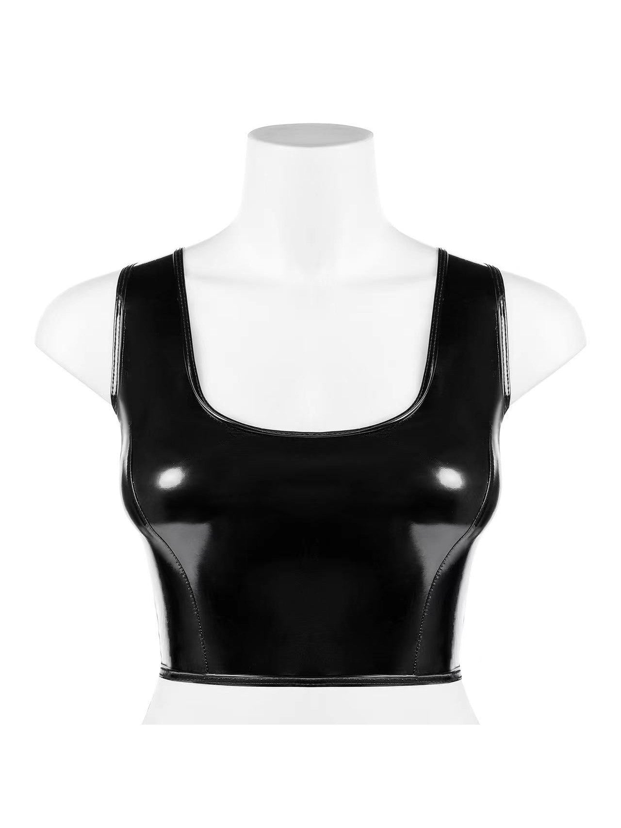 PU Leather Crop Tank Top