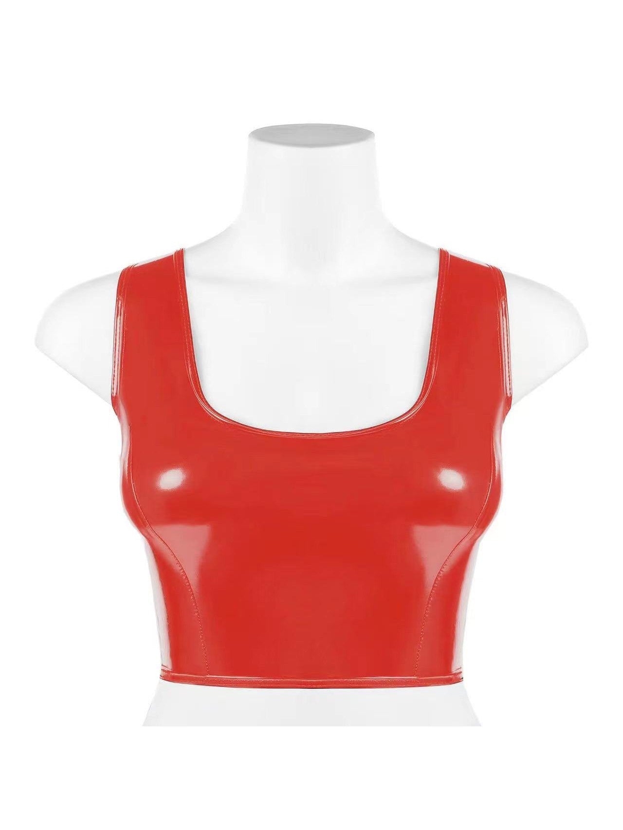 PU Leather Crop Tank Top