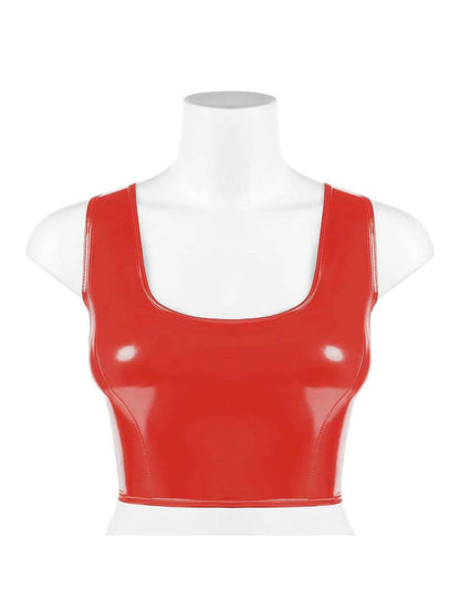 PU Leather Crop Tank Top