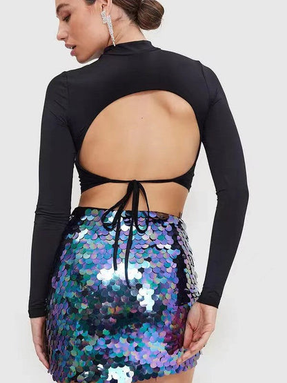 Holographic Short Coin Sequins Mini Skirt