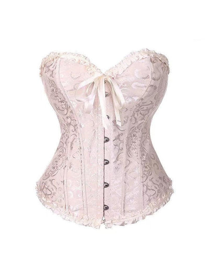 Jacquard Print Lace-up Corset Tube Top