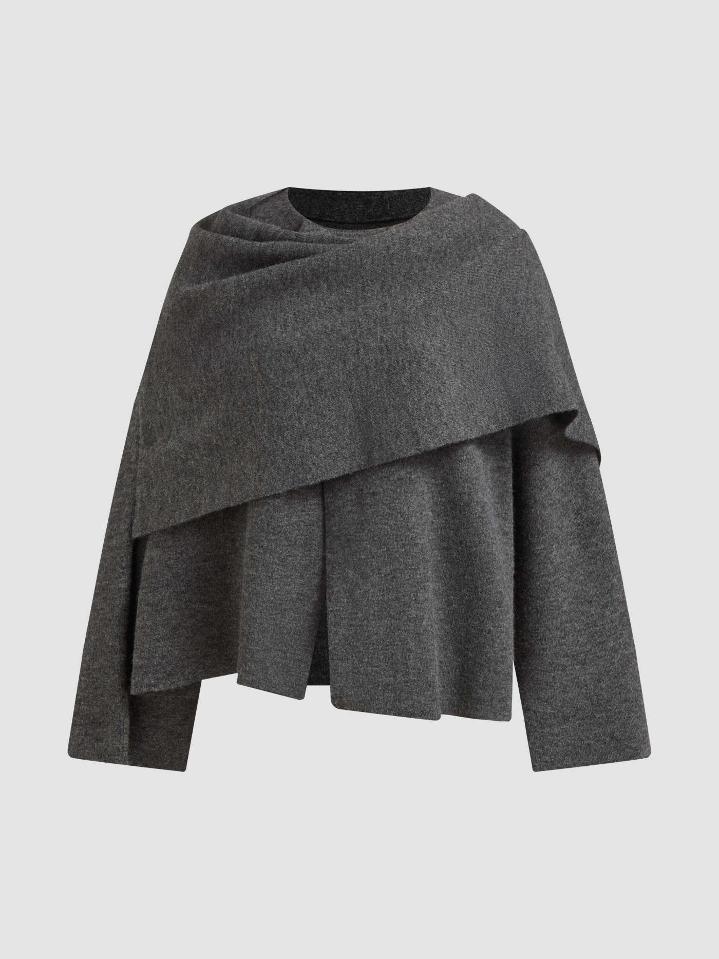 Knit Asymmetrical Neck Split Cardigan