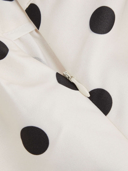 Mid Rise Polka Dot Pocket Ruffle Maxi Skirt