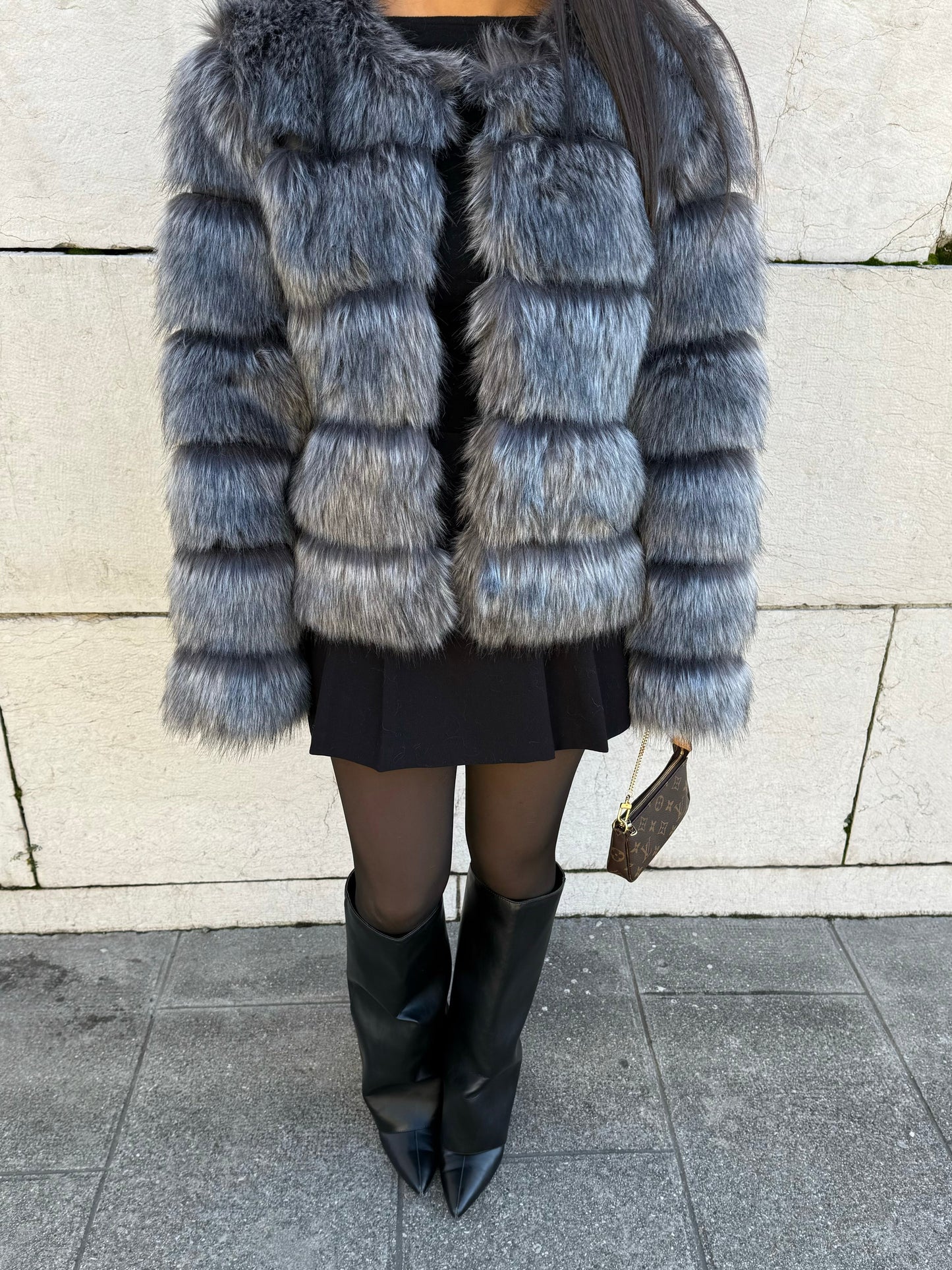 Anthracite Gray Faux Fur