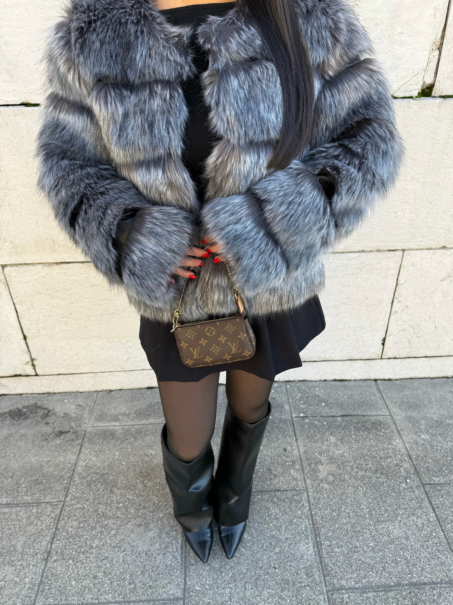 Anthracite Gray Faux Fur