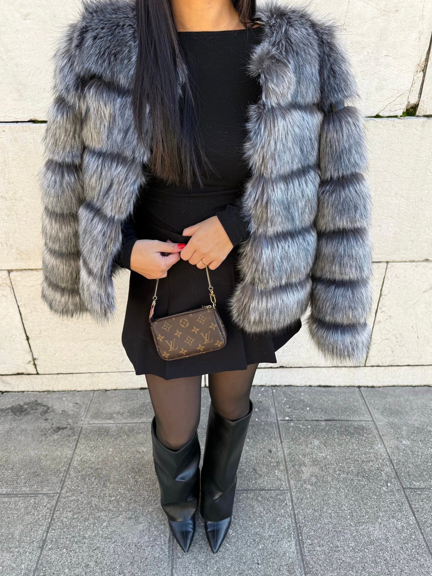 Anthracite Gray Faux Fur